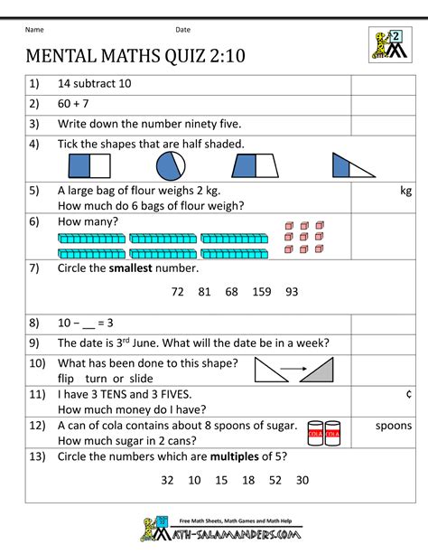 Year Maths Worksheets Printable Shelter In Mental Maths Maths