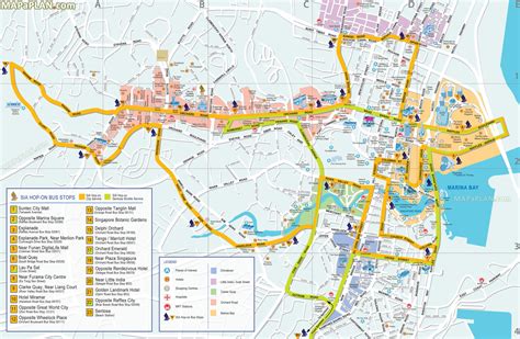 Singapore Map Double Decker Open Top Bus Stops Sia Sightseeing Hotspots