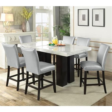 Steve Silver Camila 7 Piece Counter Height Dining Set With Marble Table