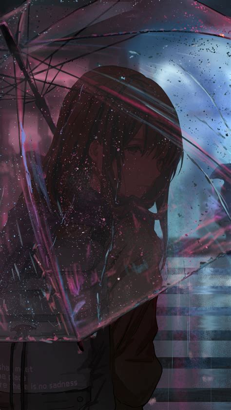 2160x3840 Anime Girl In Rain With Umbrella 4k Sony Xperia Xxzz5