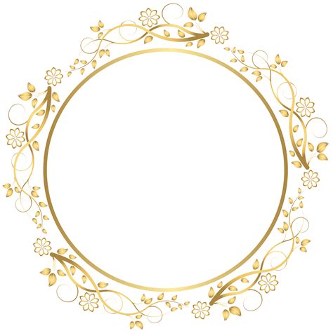 Vector set of border elements and page decoration elements. Gold Round Floral Border Transparent PNG Clip Art Image ...