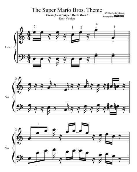Super Mario Bros Piano Sheet Music Easy With Letters Sheet Music