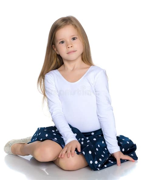 Little Girl Is Sitting On The Floor Stock Image Image Of Beauty
