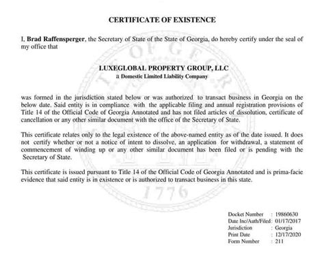 Georgia Certificate Of Authority Lookup Llc Bible