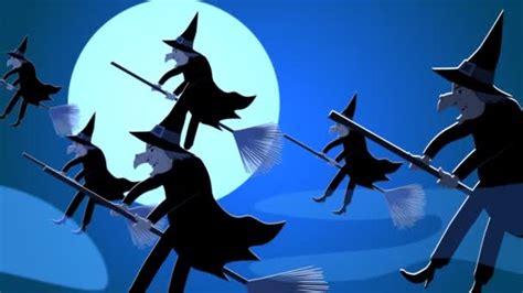 Halloween Witches Flying On A Broomsticks — Stock Video © 3dmentat
