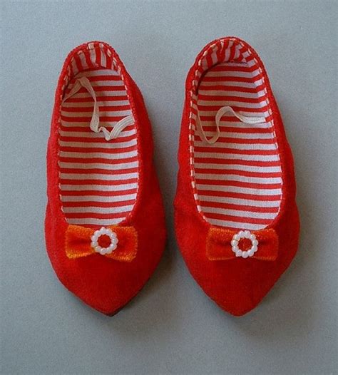 Mattel Vintage Chatty Cathy Doll Original Red Velvet Shoes Stamped