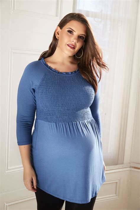 Bump It Up Maternity Blue Top With Ruched Bust Plus Size 16 To 36