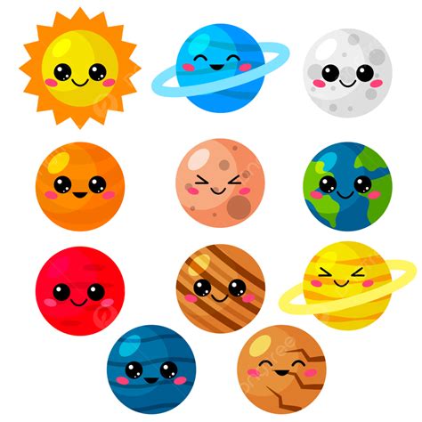 Sistema Solar De Dibujos Animados Planetas Lindos Con Caras Graciosas Sexiz Pix