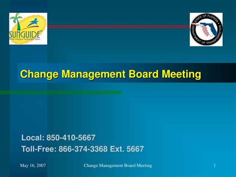The change control board should meet at regularly established times. PPT - Change Management Board Meeting PowerPoint ...