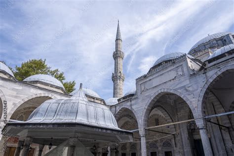 Wide Angle Of The Sehzade Mosque Courtyard Known As Ehzade Pa A Camii