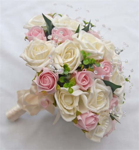 Ivory And Pink Rose Bridal Bouquet With Light Catching