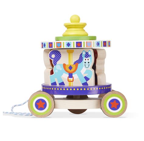 Melissa And Doug First Play Wooden Spinning Carousel Pull