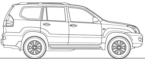 2005 Toyota Land Cruiser Prado 120 Suv Blueprints Free Outlines