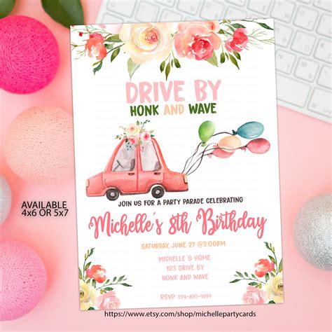 Drive By Parade Invitation Drive Through Birthday Party Drive Etsy