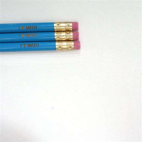 I Love Math Engraved Pencil Set Of Three In Aqua Blue Back To Etsy