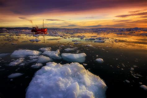 Greenland Ice Reflection Nature Sea Vehicle Boat Hd Wallpaper