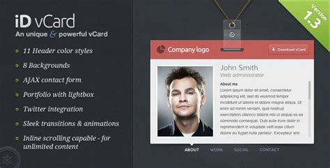 Free Virtual Business Card Vcard Html Website Templates And Layouts