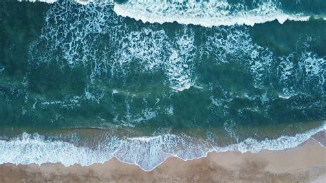 Aerial View Of Sand Beach Top View Sea Waves Drone Footage Youtube