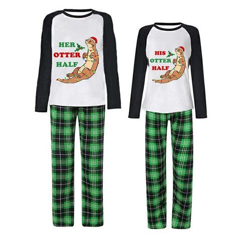 Pareja Pijamas Navideños A Juego Conjunto De Pijama Medio Loungwear Su