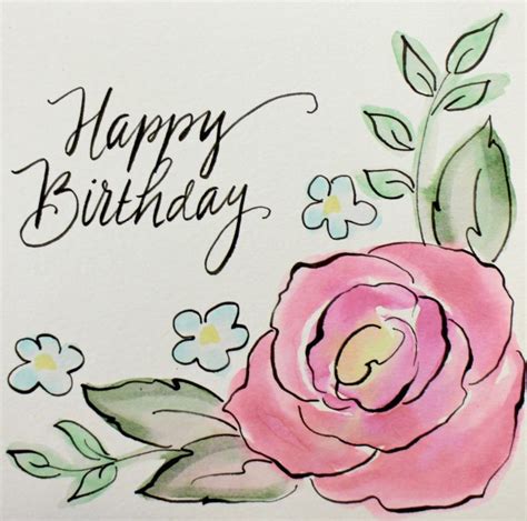 Blank for birthday wishes the details card size: Watercolor Rose Birthday Card | Watercolor birthday cards, Birthday card drawing, Calligraphy ...
