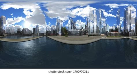 Cityscape Hdri Environment Map Round Panorama Illustrazione Stock