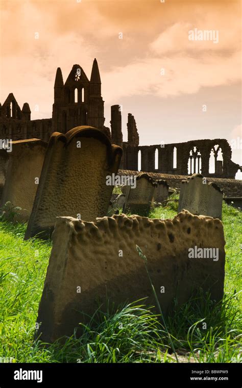 Whitby Abbey Viewed From St Marys Graveyard Yorkshire England Uk