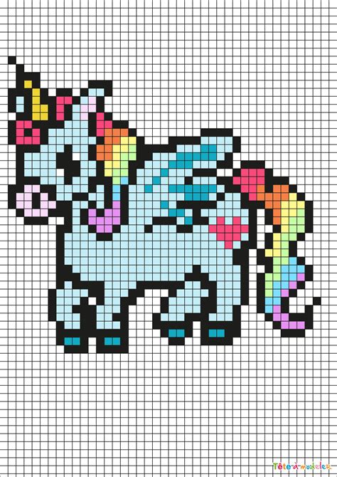 Pixel Art Facile Licorne Einhorn Bügelperlen Stickvorlagen