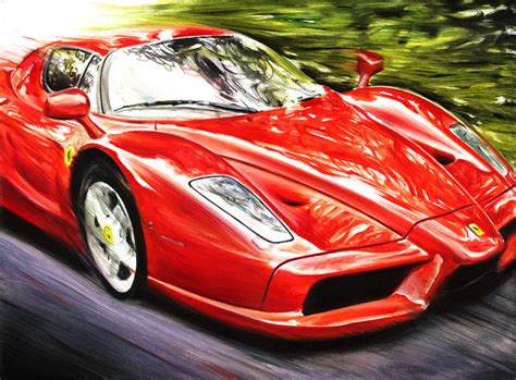 Ferrari Enzo Sport Luxury Car Art Print Poster Hand Signed By