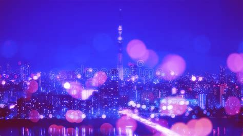 Tokyo City Night Background With Blur Bokeh Lights Picture Image