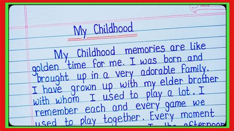 Essay On My Childhood In Englishmy Childhood Essay In Englishessay On