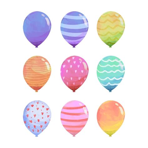 Premium Vector Hand Drawn Watercolor Party Set Of Balloons