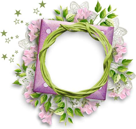 Purple Flower Clipart Round Flower Frame Round Flower - Flower Round Frame Png - Free ...