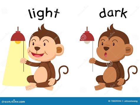 Opposite Words Light Dark Vector Stock Illustrations 18 Opposite