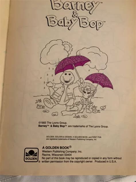 Barney And Baby Bop Coloring Book Seasons And Weather Vintage 1993