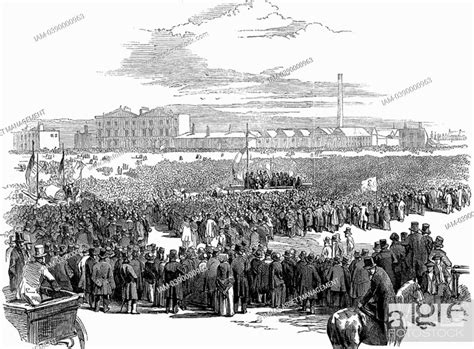 Mass Meeting Of Chartists On Kennington Common London 10 April 1848 In Centre Is The Wagon