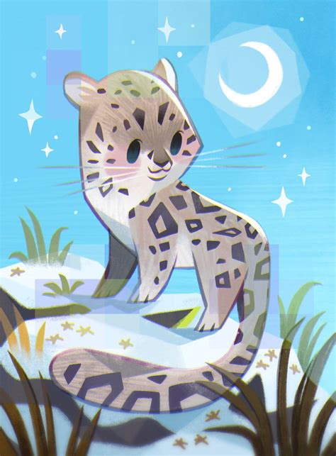 Snow Leopard Art Print By Tinysnails On Etsy