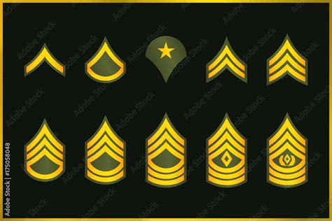 Military Ranks Stripes And Chevrons Vector Set Army Insignia Vector De