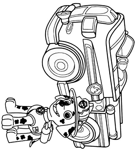 Gambar Marshall Puppy Firetruck Paw Patrol Coloring Pages Truck Di