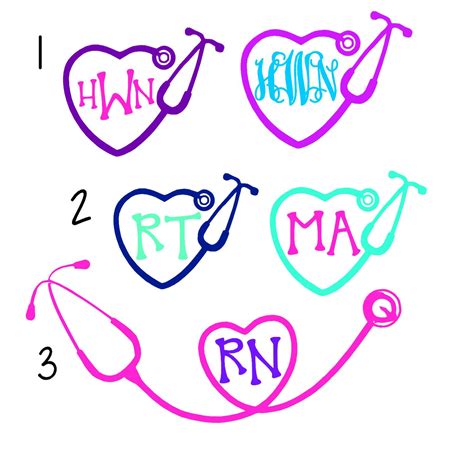 Stethoscope Heart Monogram Rn Decal By Twistedoakroo On Etsy Null