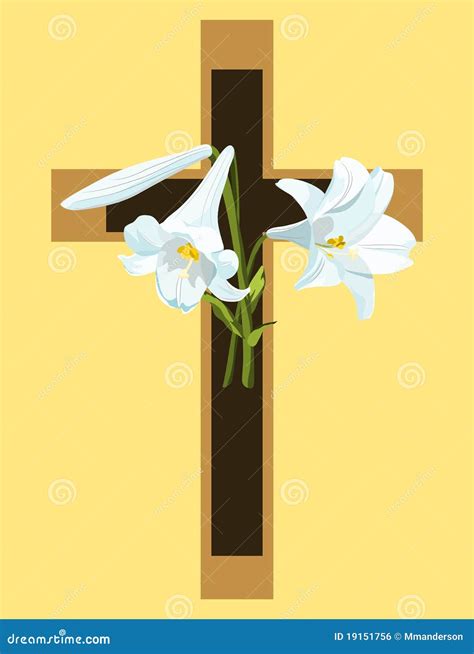 Cross With Easter Lilies Stock Vector Illustration Of Symbol 19151756