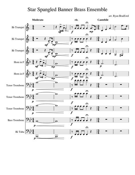 Click the button below for instant access to the free pdf guitar transcriptions. Star Spangled Banner Brass Ensemble Sheet music for Trumpet, French Horn, Trombone, Tuba ...