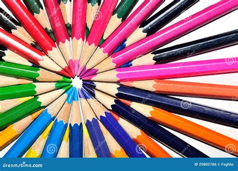 Colorful Pencils In A Radial Shape On White Stock Photo Image Of