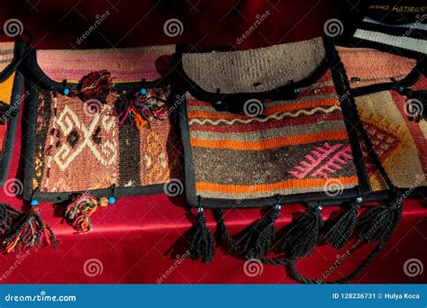 Traditional Turkish Handbag As Handcrafts Embroidery Souvenirs Stock