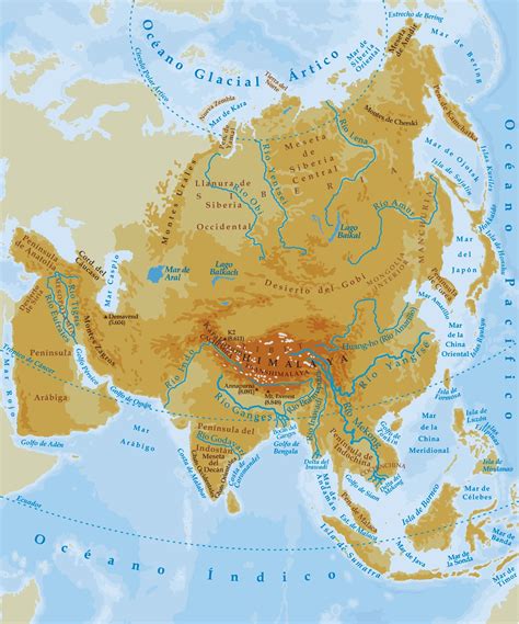 GEOGRAFÍA E HISTORIA TIETAR: MAPA FÍSICO DE ASIA