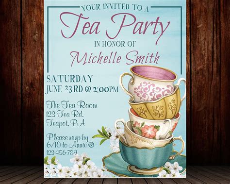 Tea Party Flyer Editable Tea Event Flyer Photoshop Etsy