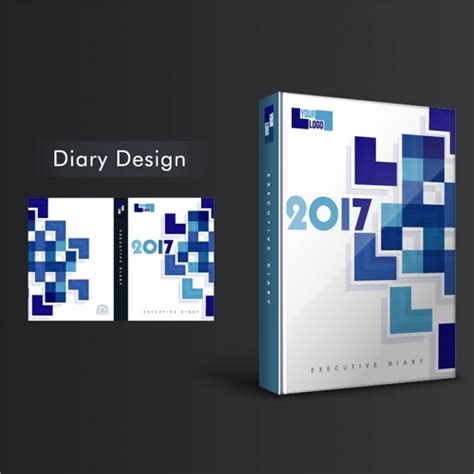 Premium Vector Diary Cover Design With Geometric Forms In Blue Tones