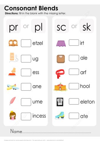 Consonant Blends Worksheet | Free Printable Puzzle Games