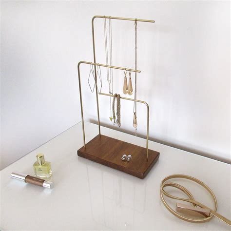 Jewelry Display Jewelry Stand Earring Display Brass Wood Etsy