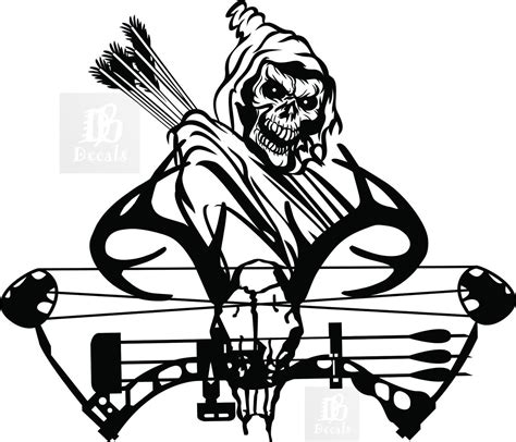 Grim Reaper Hunter Bow Hunting Deer Skull Car Truck Window Vinyl Decal