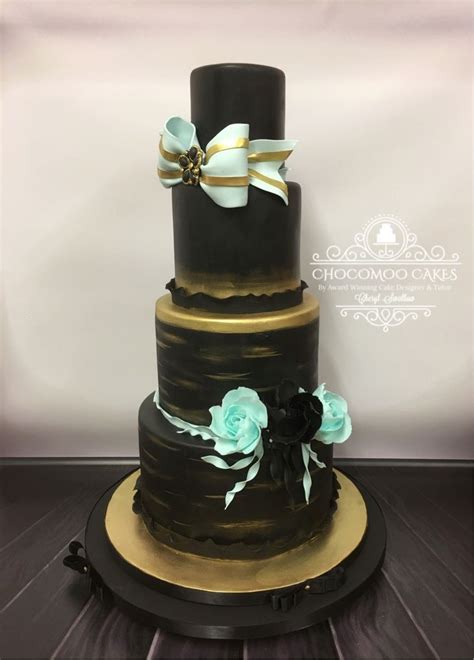 Black Gold Turquoise Wedding Cake Turquoise Wedding Cake Black Gold